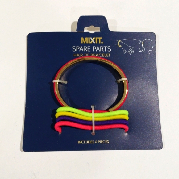 MIXIT Gold tone Colorful Hair Tie Bracelet - 6 Pieces - Women's Accessories - Picture 1 of 6